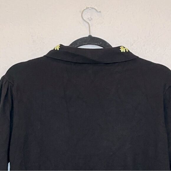 Aaeda Embroidered Floral Collar Pullover Knit Sweater in Black NWT! size Large - Picture 5 of 12